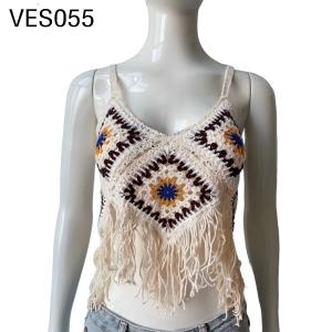 2024 summer newest handmade knitted sweater crop top with fringer