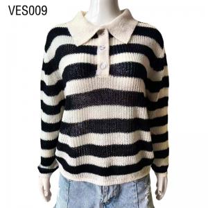 Autumn large lapel striped cardigan with buttons Loose fitting classic pullover Academic retro top