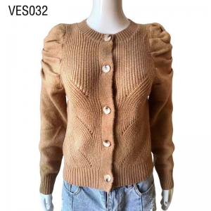 Autumn Elegant Bubble Sleeve Cable Knitted Cardigan Fitted O-neck long sleeved single breasted sweater Retro style knitted outerwear coat
