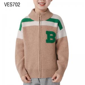 Customized Children's Cardigan High Neck Classic Letter Decal Loose Autumn and Winter Long Sleeve Knitted Coat Soft and Warm Sweater Made in Chinese Factory