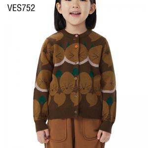 Customized Children's Cardigan Cute Abstract Geometry Loose Knitted Coat Autumn Warm and Comfortable Long Sleeve Sweater Made by Chinese Clothing Factory