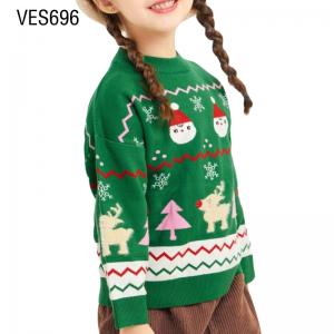 Customized Christmas Children's Pullover Classic Santa Claus Jacquard Autumn and Winter Sweaters Made in Chinese Factory