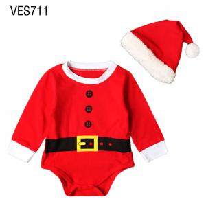 Customized Christmas Children's Set Cute Santa Claus Cos Clothing Loose Home Children's Bodysuit Made in Chinese Factory