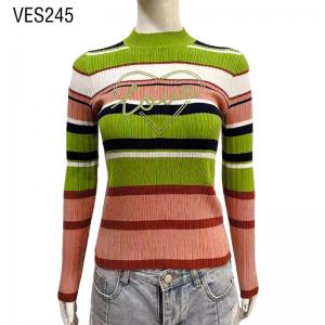 2023 Autumn/Winter Contrast Color Fashion High Neck Pullover Slim Fit Long Sleeve Sweater Young Girl Vintage Top