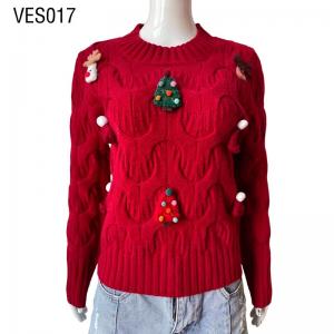 2023 New Christmas Cute High Neck Red Sweater 3D Cartoon Decoration Slim Fit Pullover