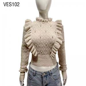 2023 Autumn Elegant Knitted Lace Pearl Decoration Pullover High Collar Lace Embroidery Waist Fit Sweater Women's cute outdoor top