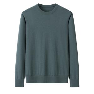 Gray-green crew neck cashmere sweater