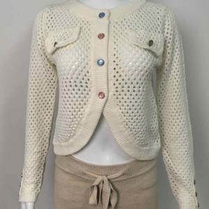 High end version with niche design, summer hollowed out circular dopamine candy button top, women's round neck knitted cardiga