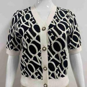 Knitted sweater women's autumn and winter high-end loose cardigan jacket V-neck sweater diamond grid long sleeved top women