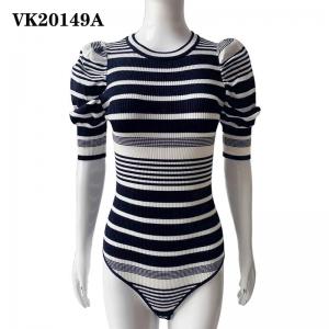 Ladies sexy knitted bodysuit with short sleeve 