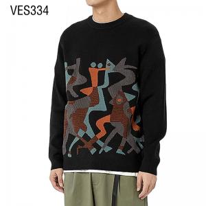 Abstract Geometric Graphics Men's Long Sleeve Solid Knitted Sweater O-Neck Pullover Autumn and winter outdoor loose knit top