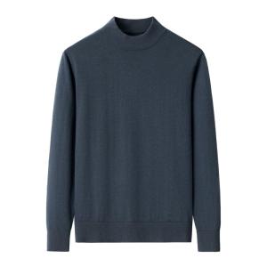Men's Charcoal Gray Mock Neck Solid Plain Cashmere Sweater