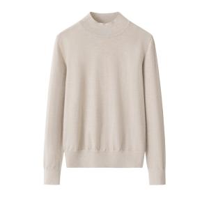 Mock Neck Solid Plain Cashmere Sweater