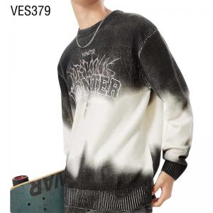 OEM Men's Tie Dyed Letter Print O-Neck Large Pullover Autumn and winter long sleeved street clothing top for men Sweater manufacturer China