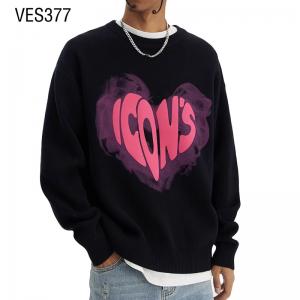 Customized Pullover for Men's Love Print O-Neck Large Sweater Autumn and Winter Long Sleeve Street Clothing Top for Men's Clothing Factory China