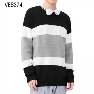 Men's dark striped loose and comfortable O-neck pullover Minimalist autumn and winter outdoor sweaters Clothing Factory China