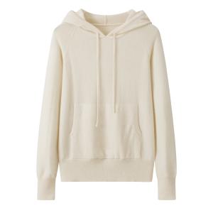 Off White Raglan Sleeve Hooded Cashmere Sweater Hoodie