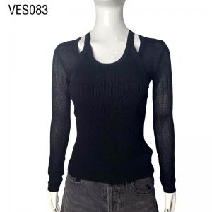 2023 New Fashion Long Sleeve Fake Two Piece Shoulder Strap Spliced Sleeve Solid Color Pullover Slim Fit Autumn Casual Top