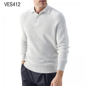 2023 Customized OEM&ODM Polo Collar Men's Pullover High Quality Minimalist Style Top Comfortable long sleeved fit, solid color business style polo suit, factory in China