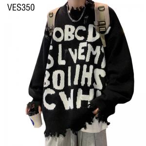2023 New Men's Popular Letter Printing Loose O-Neck Tassel Pullover Young Boys' Fashion Sweater Knitwear Factory China