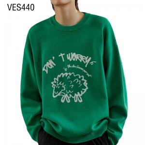 Customized High Quality and Unique Hedgehog Printing Men's O-Neck Large Pullover Solid color long sleeved knitted sweater autumn and winter warm top Clothing Factory China