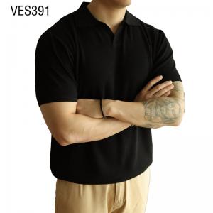 Customized LOGO OEM&ODM Pullover Men's Solid Mature Polo Neck Short Sleeve T-shirt Knitted men's top Clothing Factory China