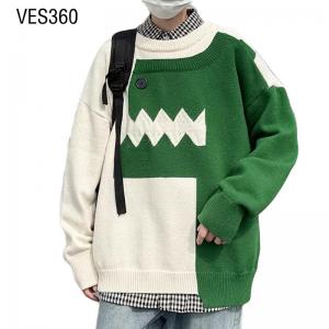 Young Boy Dinosaur Print Long Sleeve Loose Pullover Men's Two Color Sweater Daily outdoor knit top Sweater manufacturer China