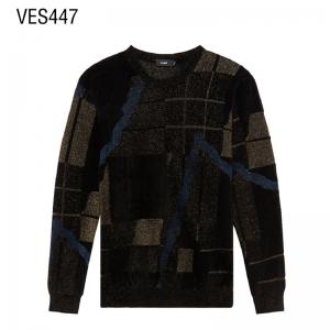 Customized High Neck Pullover Geometric Jacquard O-Neck Long Sleeve Loose Sparkling Yarn Sweater High quality Chinese clothing factory customization for trendy party style clothing