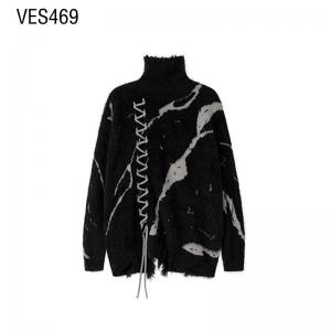 Customized High Neck Pullover Abstract Stripe Long Sleeve Sweater Fashion Street Hip Hop Style Young Boys' Clothing Customized by Chinese clothing factories