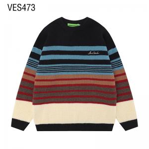 2023 Hot Selling Y2K Stripe Contrast O-Neck Pullover Autumn and Winter Warm Soft Loose Sweater Hot selling tops for young boys, customized by Chinese clothing factories