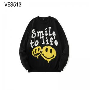 Customized LOGO&ODM Men's Pullover Cute Smiling Face Letter Jacquard O-Neck Autumn/Winter Sweater Large Long Sleeve Knitted Clothing Factory in China