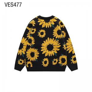 Customized OEM&ODM Men's Pullover Sunflower Jacquard Sweater An eye-catching divergent jacquard top customized by a Chinese clothing factory