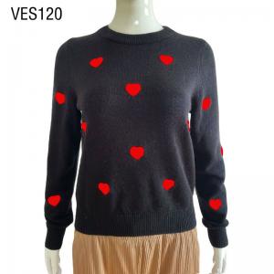 2023 New Autumn/Winter Women's Round Neck Solid Color Pair with Red Heart Sweater Loose knit top Cute Outdoor Pullover