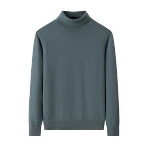Sage Green Mock Neck Solid Plain Cashmere Sweater