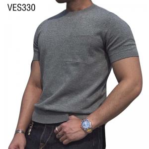 2023 New Men's Solid Color Fashion Short Sleeve Knitted Pullover Fitted O-neck knitted T-shirt Customized Summer Comfortable Top