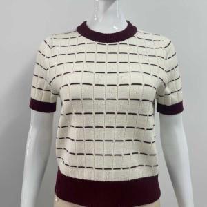Summer new counter genuine knitted sweater women's pullover temperament gentle striped knit