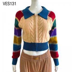 good quality Contrast Color Rainbow Stripe Twist Sweater Cardigans for Women Autumn Winter Turn-down Collar Slim Double Zip Crop Knit Tops
