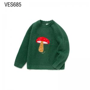 Customized Children's Clothing Cute Cartoon Mushroom Jacquard O-Neck Loose Long Sleeve Sweater High Quality Autumn and Winter Pullover Made in Chinese Factory