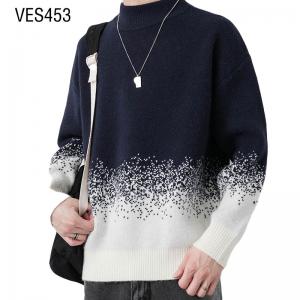 Customized LOGO OEM&ODM Men's Sweater Gradient Knitted Pullover Winter Small High Neck Large Size Trendy Long Sleeve Top Customized by Chinese Clothing Factory