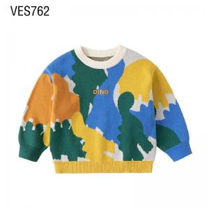 Customized Children's Clothing Cute Dinosaur Silhouette Jacquard O-Neck Sweater Trendy Outdoor Pullover Made by Chinese Clothing Factory