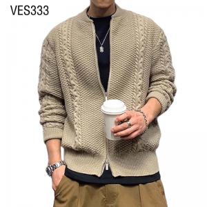 2023 New High Quality Men's Long Sleeve Solid Knitted Thread Zipper Cardigan Autumn and Winter O-Neck Knitted Coat Household Top