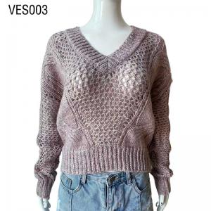 2023 New Hollow out V-neck Sweater Long Sleeve Knitwear Women's Sweater Spring and Autumn Thin Pullover