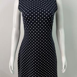 Women's Crew Neck Polka Dot Sleeveless Knit Mini Dress