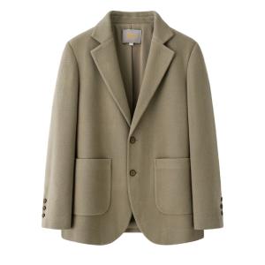 Women's Khaki Green Textured Cashmere Blazer