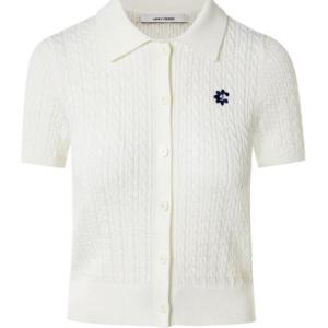 Women's Lapel Cable Knit Short Sleeve Cashmere Cardigan