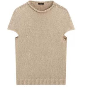 Women's Oat Crew Neck Sleeveless Hollow Knit Cashmere Vest