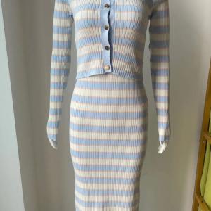 Women's Pastel Stripe Cami Ribbed Knit Midi Dress