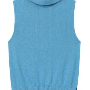 Women's Roll Neck Ribbed Sleeveless Knit Tank Top