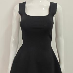 Women's Square Neck Solid Flared Hem Knit Cami Vest