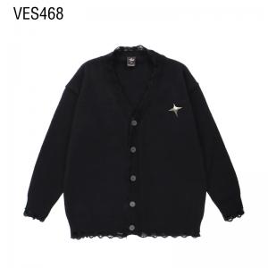 Customized cardigan men's single breasted star embellished V-neck knitted jacket Solid color large tassel long sleeved autumn and winter sweaters High quality clothing customization Chinese factory